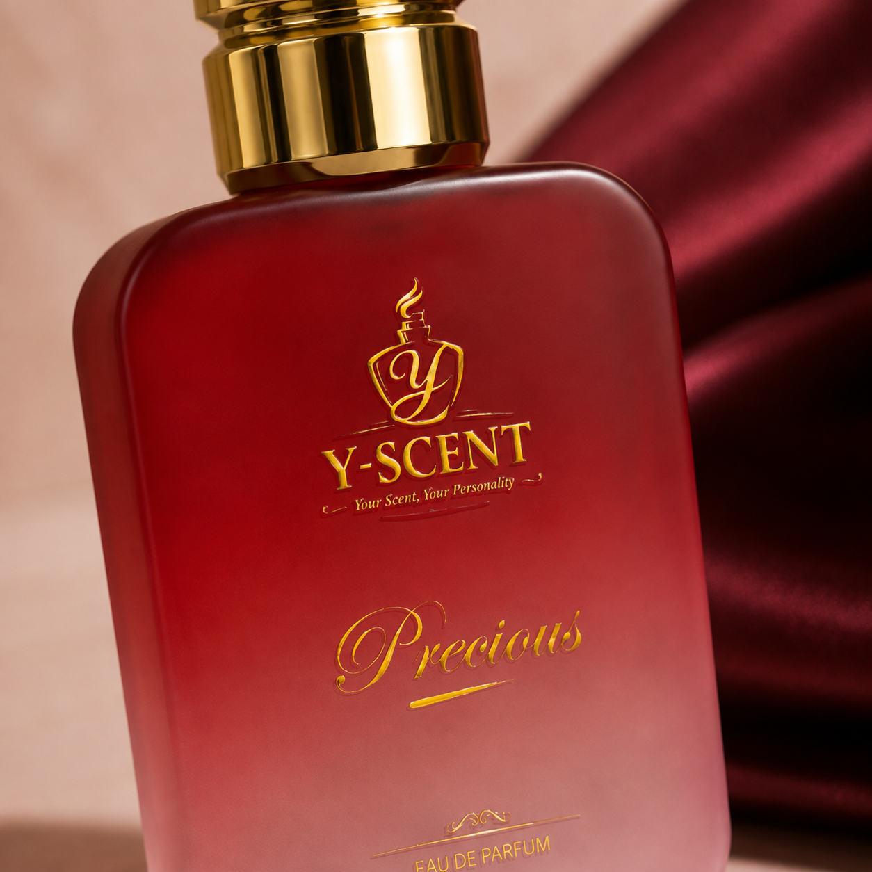 Precious bottle and gold branding detail