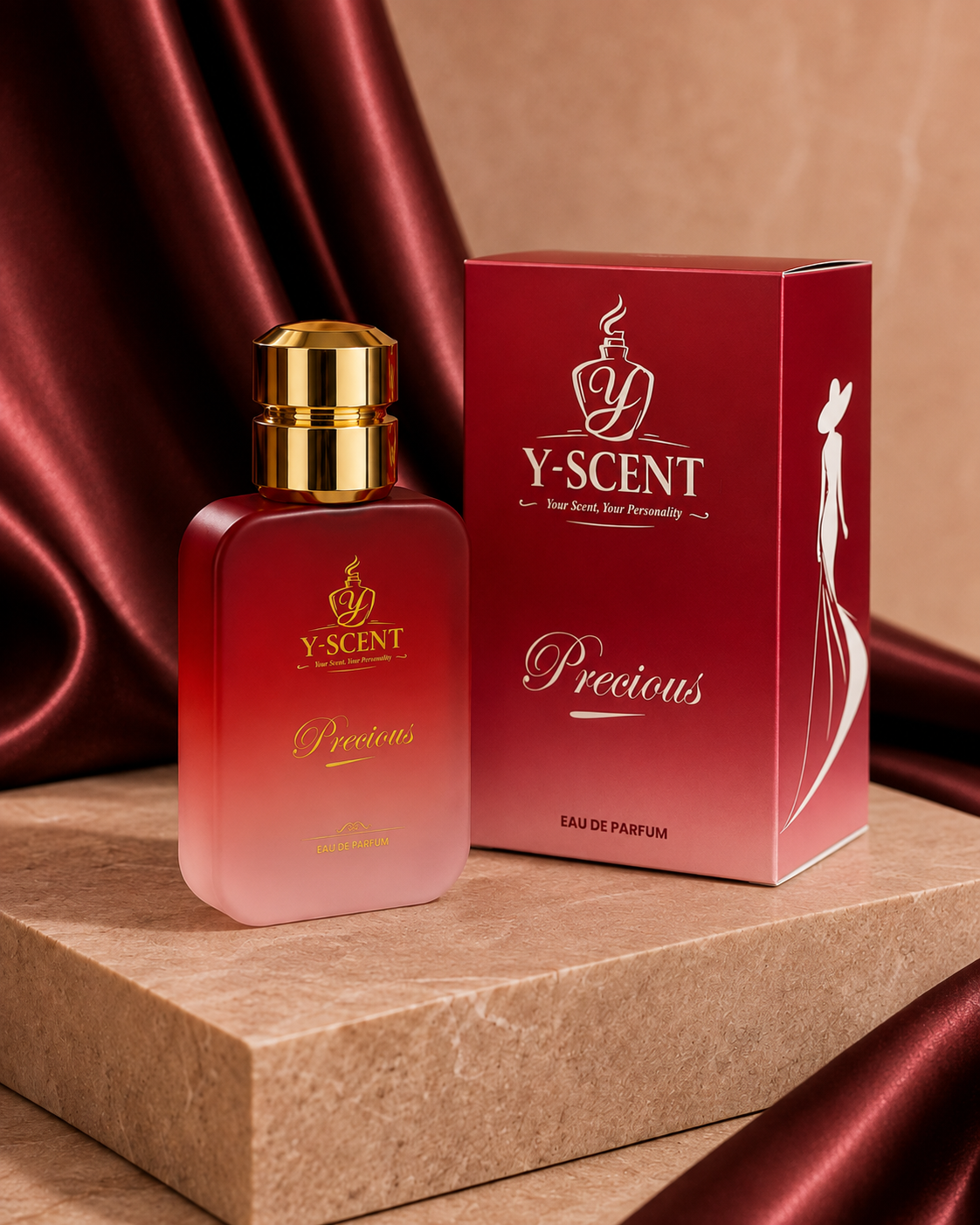 Y-SCENTS Precious Eau de Parfum bottle and corrected presentation box